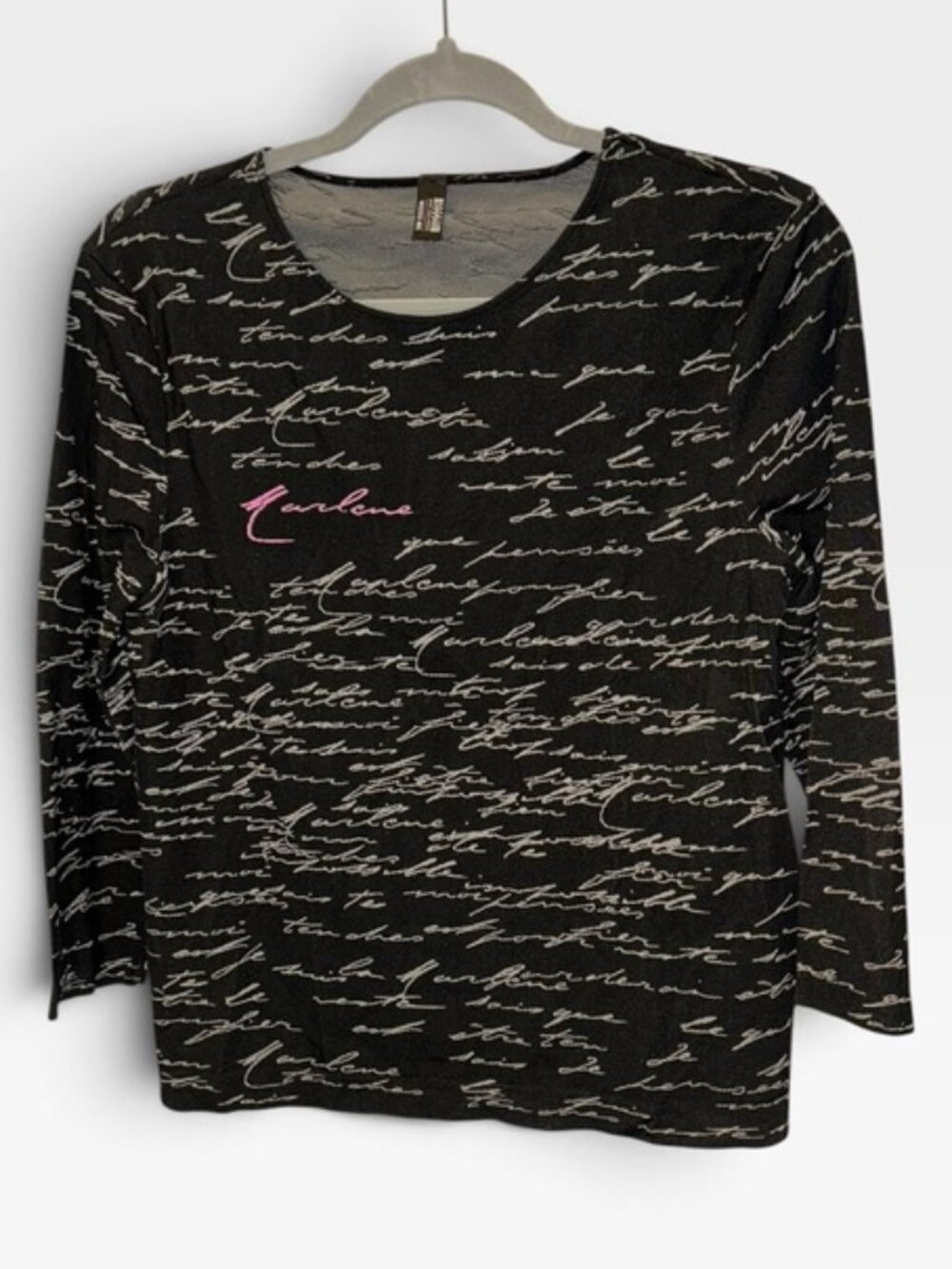 Wolford "Individual Mix" collection vintage script "Marlene" knit top L 3/4 slee